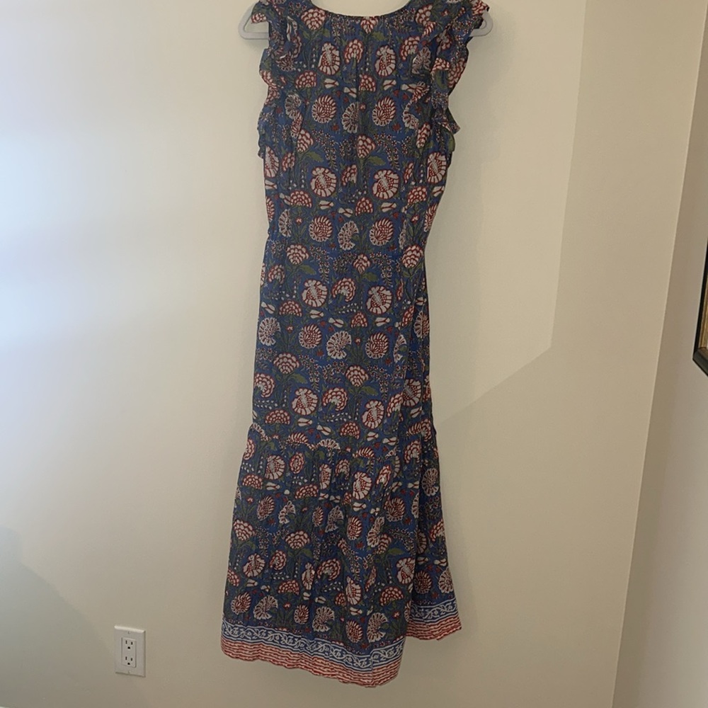 Velvet Blue and Orange Sleeveless Sundress - Picture 7 of 7